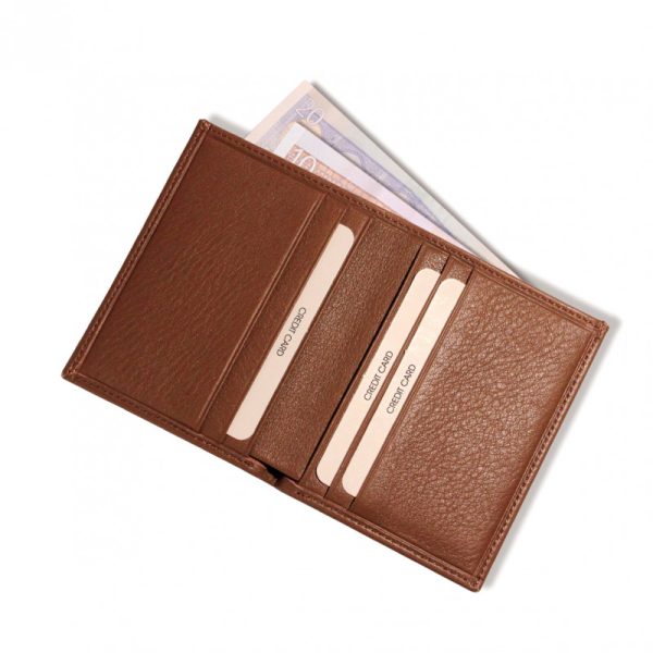 Porte cartes Barrière RIFD 6 cartes & poche billets Cuir Marron Clair