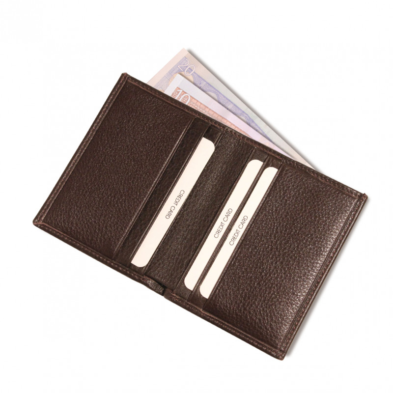 Protège cartes Barrière RFID 6 cartes & poches billets Cuir Marron Foncé Protège cartes Barrière RFID 6 cartes & poches billets Cuir Marron Foncé