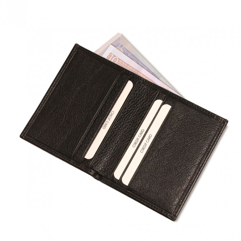 Porte cartes Barrière RFID 6 cartes & poche billets Cuir Noir Porte cartes Barrière RFID 6 cartes & poche billets Cuir Noir