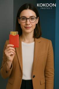 Protège-CB Simili cuir 1 carte Rouge