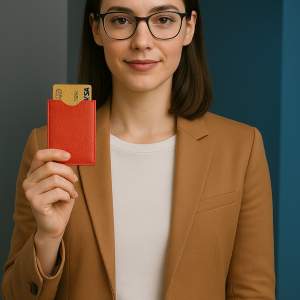 Protège-CB Simili cuir 1 carte Rouge
