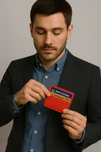 Protège-CB Simili cuir 4 cartes Rouge