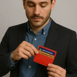 Protège-CB Simili cuir 4 cartes Rouge