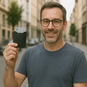 Protège CB Barrière RFID 1 carte Cuir Noir