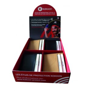 Présentoir de 8 Protège CB Barrière RFID en cuir 4 cartes