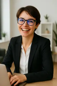 Lunettes anti lumière bleue BlueCat Screen - Femme modèle "Office"