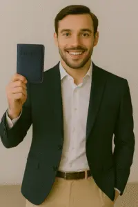 Protège-passeport Simili cuir bleu marine