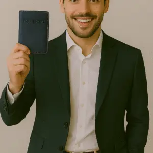Protège-passeport Simili cuir bleu marine