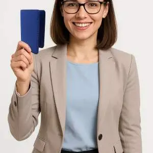 Protège-CB Simili cuir 2 cartes Bleu