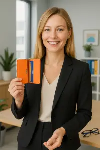 Protège-CB Simili cuir 2 cartes Orange