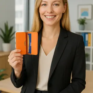 Protège-CB Simili cuir 2 cartes Orange