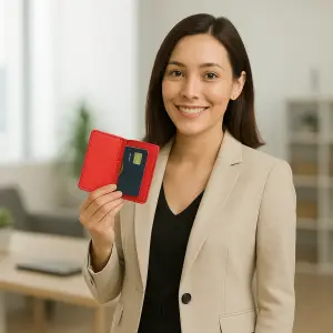 Protège-CB Simili cuir 2 cartes Rouge