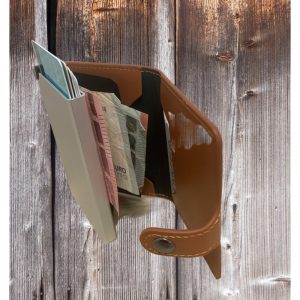 Portefeuille Barrière RFID Metal & Cuir PU Marron