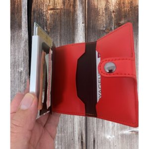 Portefeuille Barrière RFID Metal & Cuir PU Rouge