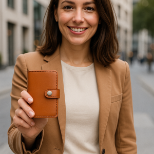 Portefeuille Barrière RFID Metal & Cuir PU Marron