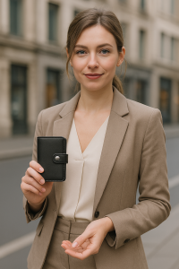 Portefeuille Barrière RFID Metal & Cuir PU Noir