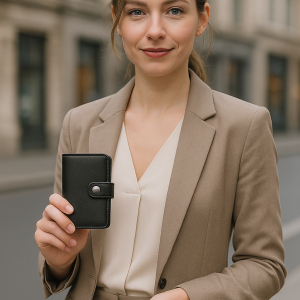 Portefeuille Barrière RFID Metal & Cuir PU Noir