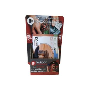 Présentoir de 12 Billets Barrière RFID Kokoon Banknote assortis