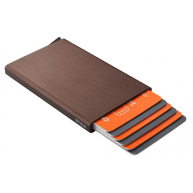 Porte cartes Barrière RFID Aluminium brossé bronze Porte cartes Barrière RFID Aluminium brossé bronze