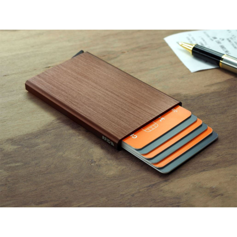 Porte cartes Barrière RFID Aluminium brossé bronze Porte cartes Barrière RFID Aluminium brossé bronze