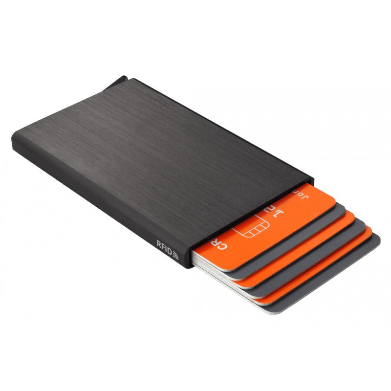 Porte cartes Barrière RFID Aluminium brossé gris foncé Porte cartes Barrière RFID Aluminium brossé gris foncé