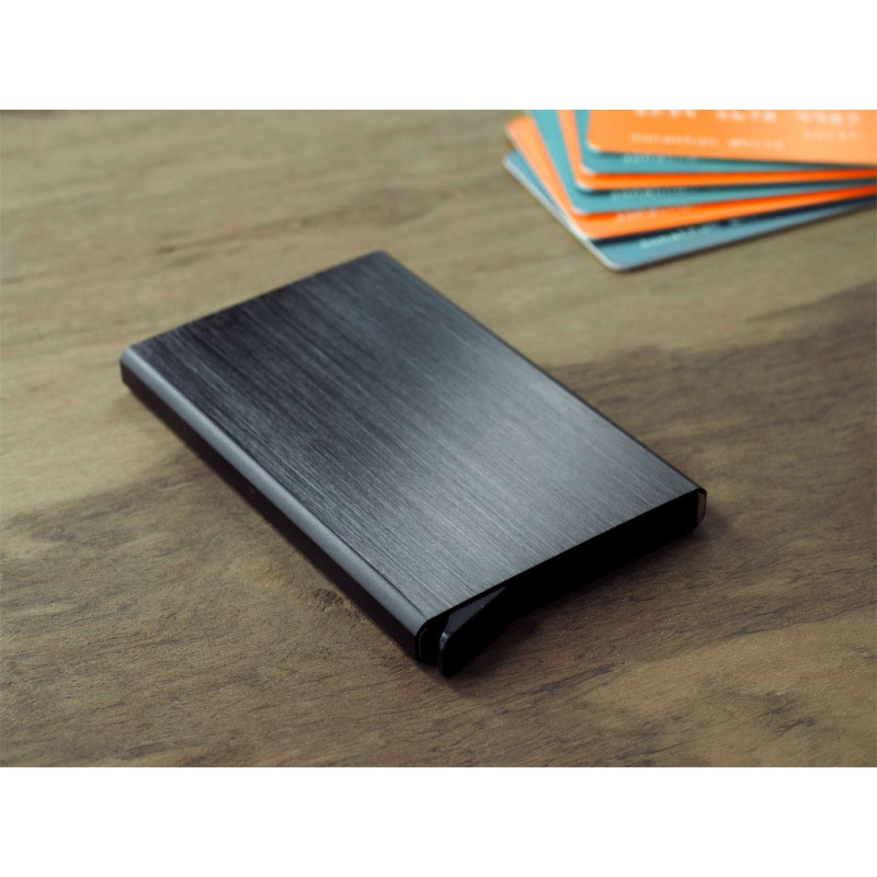 Porte cartes Barrière RFID Aluminium brossé gris foncé Porte cartes Barrière RFID Aluminium brossé gris foncé