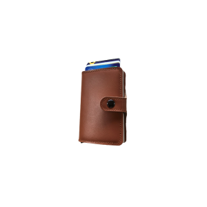 Portefeuille Barrière RFID Metal & Cuir Marron
