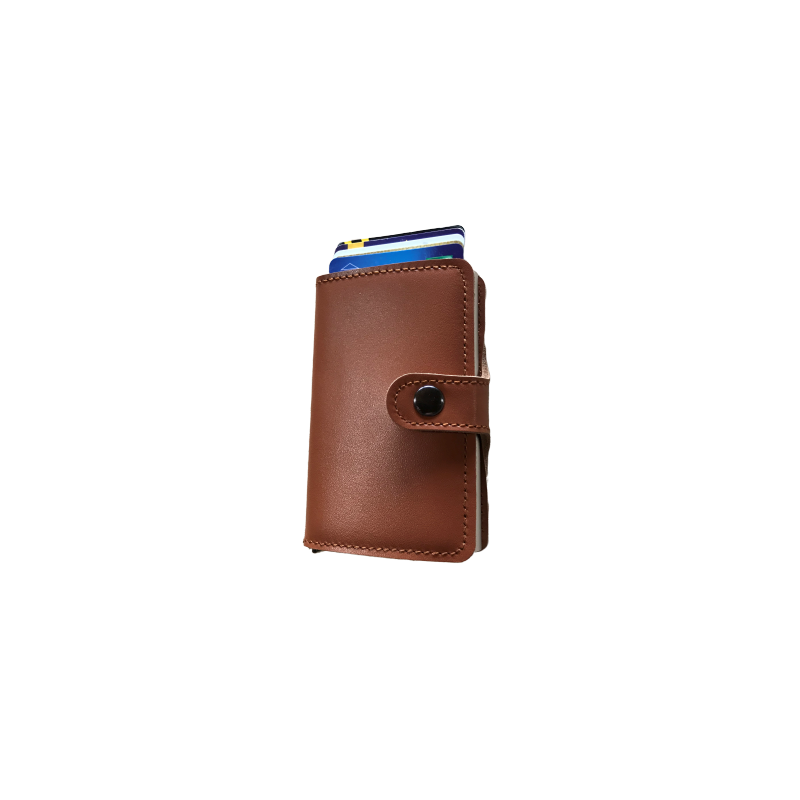 Portefeuille Barrière RFID Metal & Cuir Marron Portefeuille Barrière RFID Metal & Cuir Marron