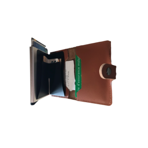 Portefeuille Barrière RFID Metal & Cuir Marron