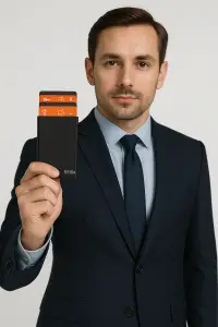 Porte cartes Barrière RFID Aluminium brossé noir