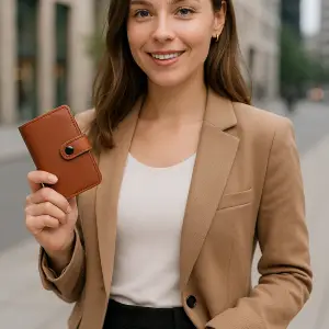Portefeuille Barrière RFID Metal & Cuir Marron