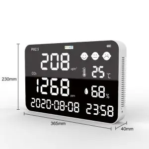 Analyseur de qualité de l'air mural Détection Infrarouge (NDIR) Horloge / Date / Fonction Wifi