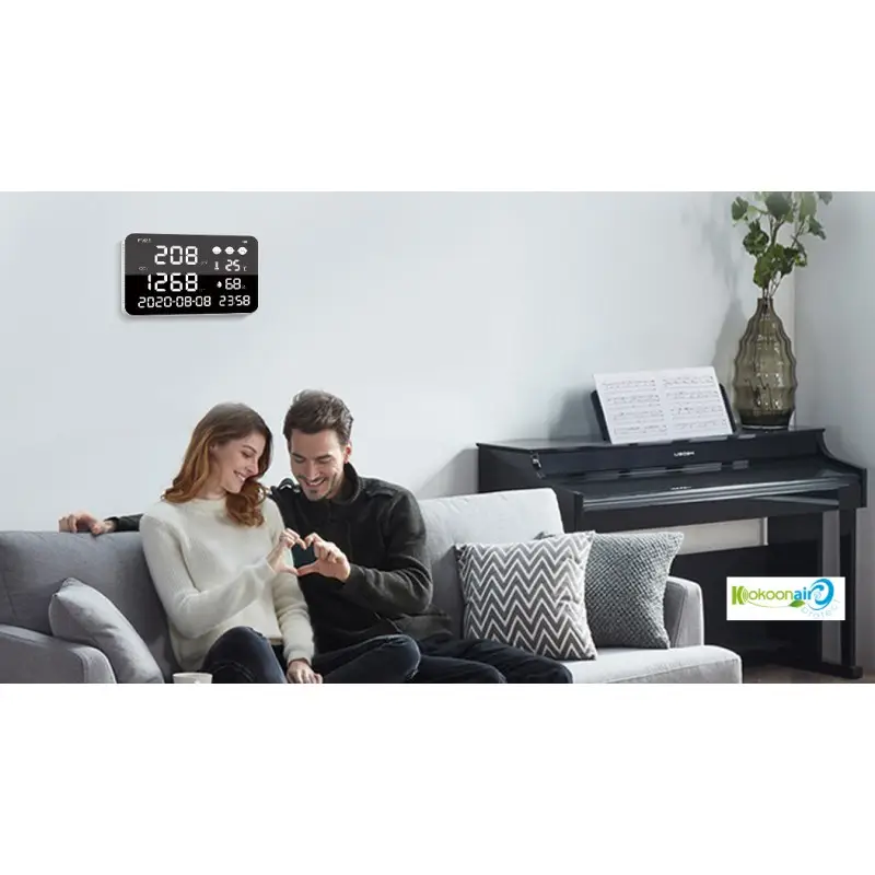 Analyseur de qualité de l’air mural Détection Infrarouge (NDIR) Horloge / Date / Fonction Wifi Analyseur de qualité de l'air mural Détection Infrarouge (NDIR) Horloge / Date / Fonction Wifi