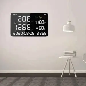 Analyseur de qualité de l'air mural Détection Infrarouge (NDIR) Horloge / Date / Fonction Wifi