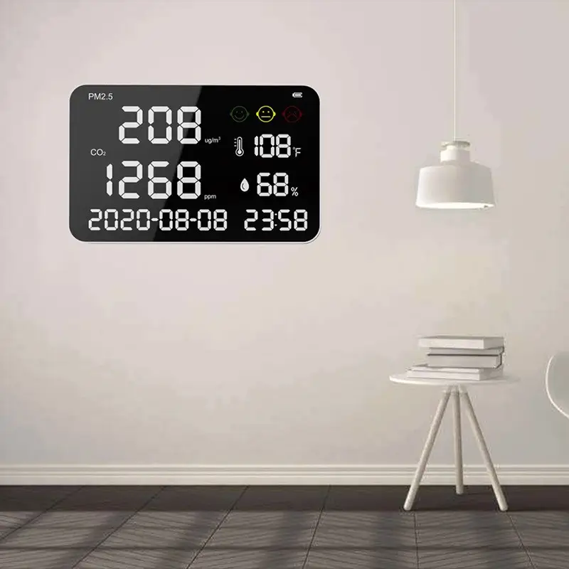 Analyseur de qualité de l’air mural Détection Infrarouge (NDIR) Horloge / Date / Fonction Wifi Analyseur de qualité de l'air mural Détection Infrarouge (NDIR) Horloge / Date / Fonction Wifi