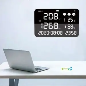 Analyseur de qualité de l'air mural Détection Infrarouge (NDIR) Horloge / Date / Fonction Wifi