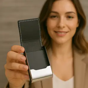 Porte cartes Barrière RFID Aluminium & Simili cuir noir