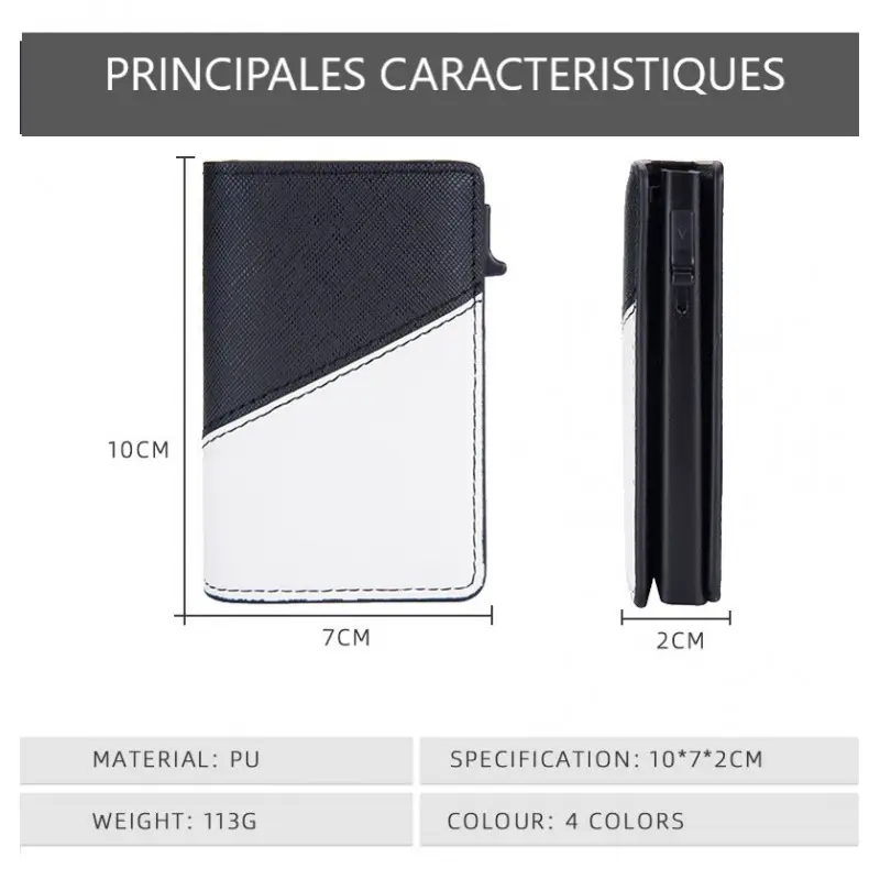 Portefeuille Barrière RFID Métal & Cuir PU PATCHWORK BLEU MARINE Portefeuille Barrière RFID Métal & Cuir PU PATCHWORK BLEU MARINE