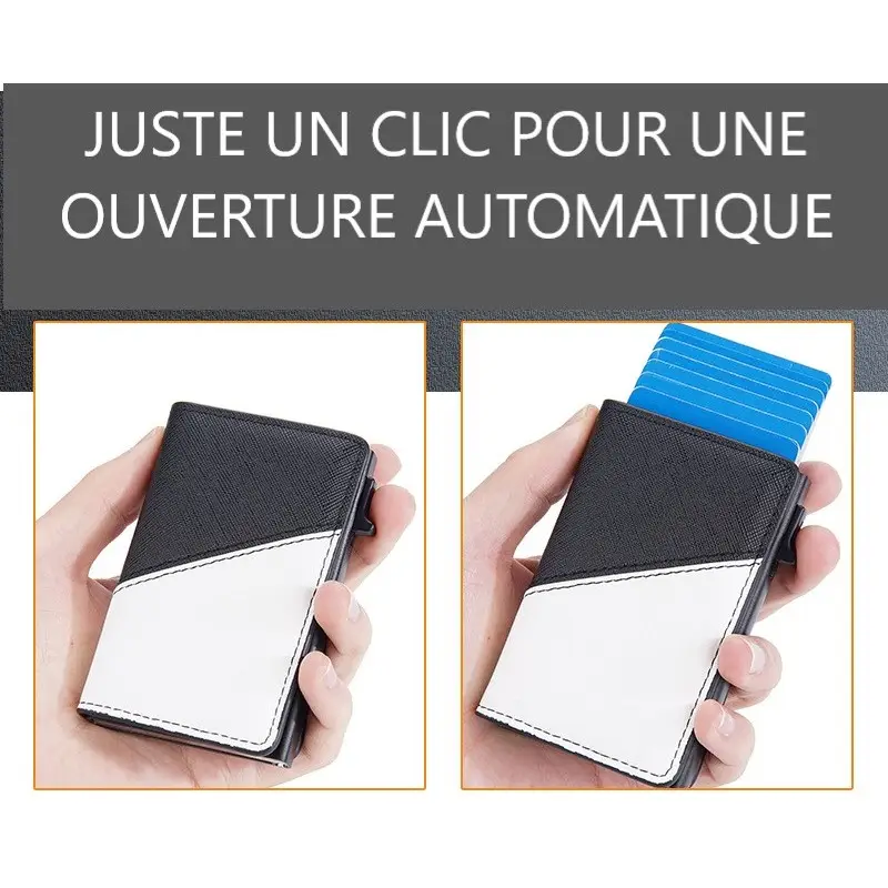 Portefeuille Barrière RFID Métal & Cuir PU PATCHWORK BLEU MARINE Portefeuille Barrière RFID Métal & Cuir PU PATCHWORK BLEU MARINE