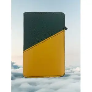 Portefeuille Barrière RFID Métal & Cuir PU PATCHWORK BLEU MARINE