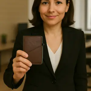 Portefeuille Barrière RFID Métal & Cuir PU  PATCHWORK CHOCOLAT