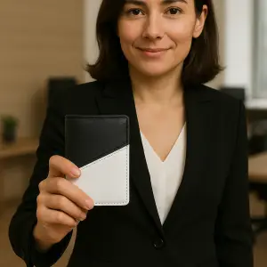 Portefeuille Barrière RFID Métal & Cuir PU  PATCHWORK NOIR ET BLANC