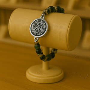 BRACELET HOMME ANTI ONDES, JASPE KAMBABA ET DALMATIEN
