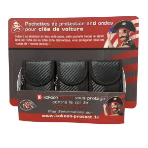PRESENTOIR DE 12 POCHETTES ANTI ONDES POUR CLEFS DE VOITURE