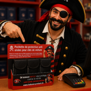 PRESENTOIR DE 12 POCHETTES ANTI ONDES POUR CLEFS DE VOITURE