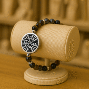 BRACELET FEMME ANTI-ONDES « ŒIL DE TIGRE+ ŒIL DE TAUREAU + ŒIL DE TIGRE BLEU »