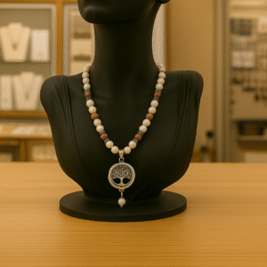 COLLIER ANTI-ONDES « HOWLITE+RHODONITE»