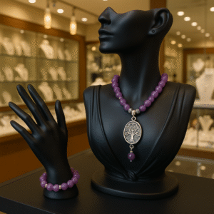 PARURE DUO, COLLIER ANTI-ONDES AMETHYSTE ET HEMATITE AVEC BRACELET ASSORTI