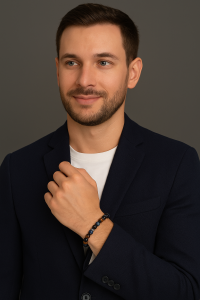 BRACELET HOMME « ŒIL DE TIGRE+ ŒIL DE TAUREAU + ŒIL DE TIGRE BLEU »