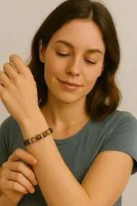 BRACELET FEMME RHODONITE,  ŒIL DE TIGRE & HEMATITE